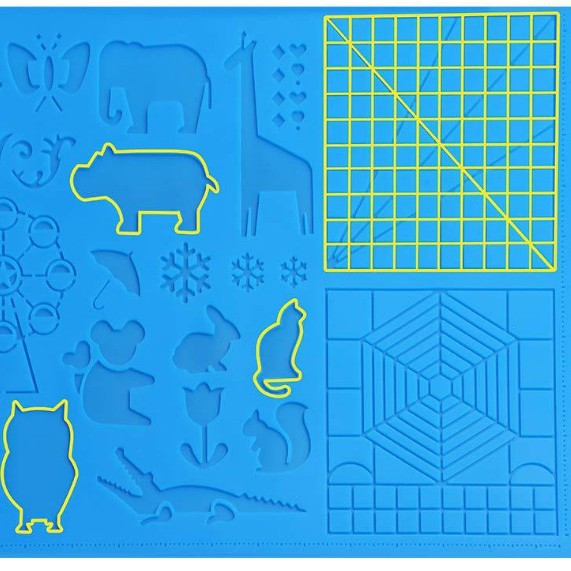 Meltreal 3D Printing Pen Silicone Design Mat – DIY Creative Drawing Template Pad with Anti-Heat Finger Protectors | Larger & Foldable, Double-Sided (Patterns + Animal Shapes)